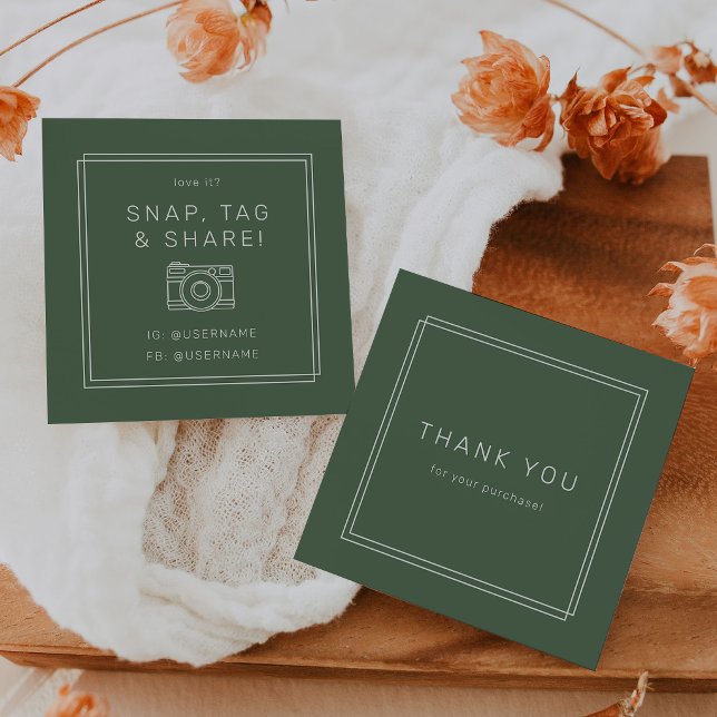 Etiqueta de compartilhamento instantâneo AVERY Rús (AVERY Rustic Dark Green Snap Tag Share Thank You)