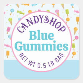 Etiqueta de Compro Sorvete Azul com Doces
