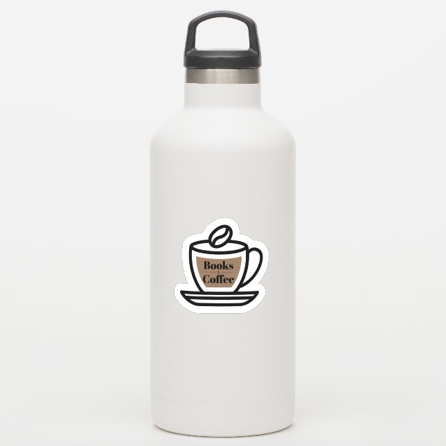 Etiqueta de Contorno de Livros e Café (Garrafa d'água)