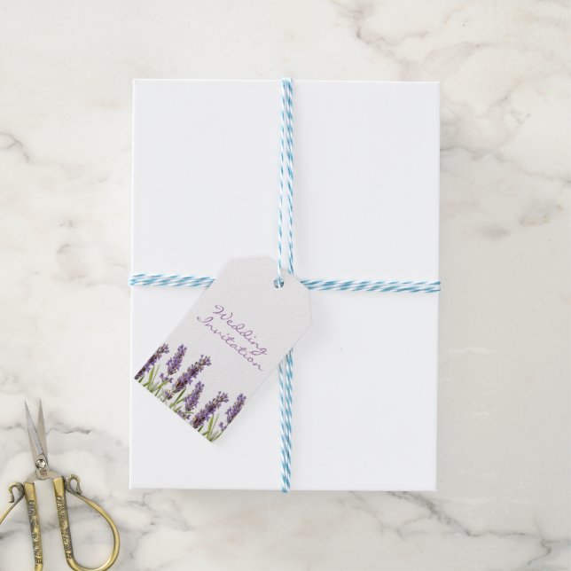 Etiqueta de Convite de Casamento de lavanda (Com cordão)