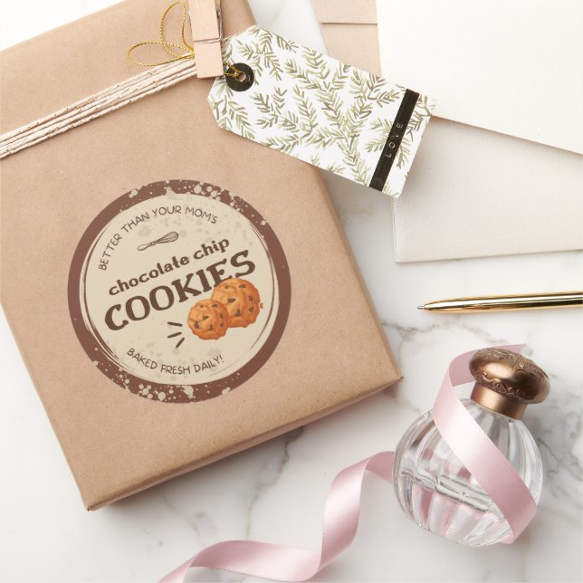 Etiqueta de Cookies com Vinheta em Russo Marrom (Presentear)