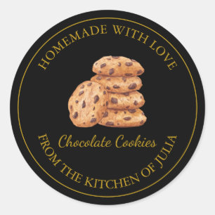 Etiqueta de Cookies Homemados Dourados Preto