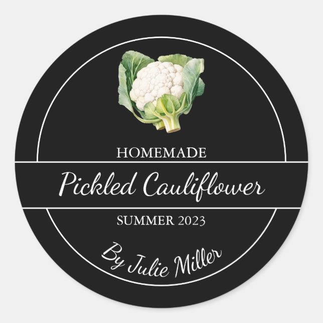 Etiqueta de couve-flor picada em casa simples, pre (Frente)