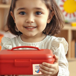 Etiqueta de Creche Robin Passarinho Azul Nome da C