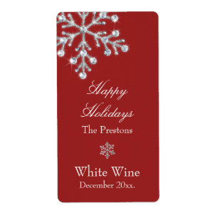 Etiqueta de cristal do vinho do floco de neve
