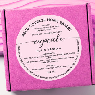 Etiqueta de Cupcake Rosa Moderna Etiqueta de Algod