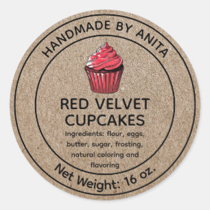 Etiqueta de Cupcakes de veludo vermelho cozidos em