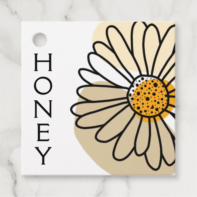 Etiqueta de daisy Honey Apiary Hang Modern Abstrat (Frente)