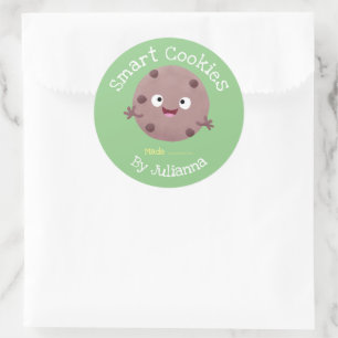 Etiqueta de desenho animado de biscoitos cozidos e