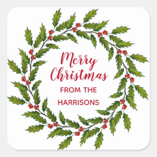Etiqueta de Design de Natal Holly Wreath