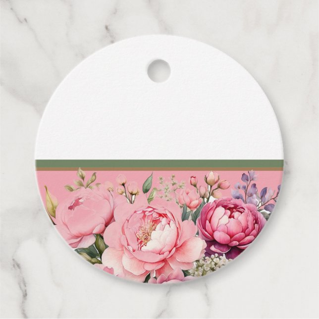 Etiqueta de Design Floral de Algodão Rosa (Frente)