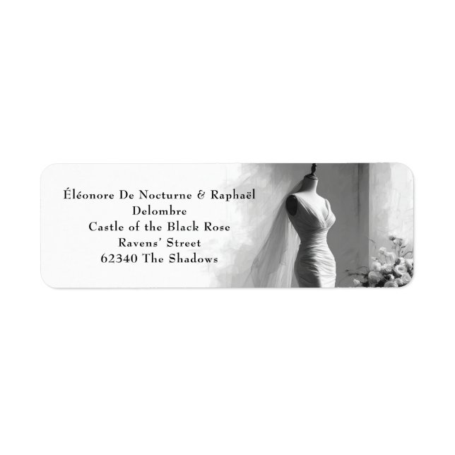 Etiqueta de devolução de casamento esboço romântic (Frente)