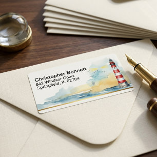 Etiqueta de Devolução do Farol de Aquarela à Beira