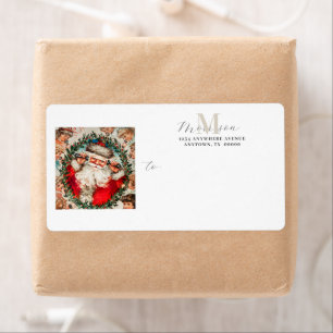 Etiqueta de Devolução do Vintage Santa Claus Monog