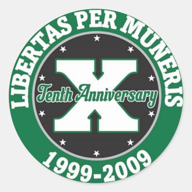 Etiqueta de dez anos do aniversário de GKMMC (Frente)