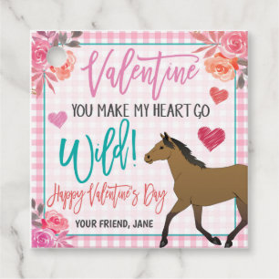 Etiqueta de Dia de os namorados de Cavalo de Cowgi