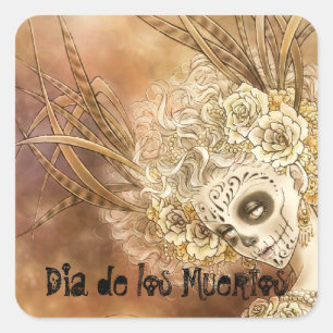 Etiqueta de Diâmetro de los Muertos Quadrado