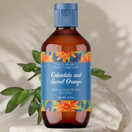 Etiqueta de embalagem de cosméticos - Flores Azuis