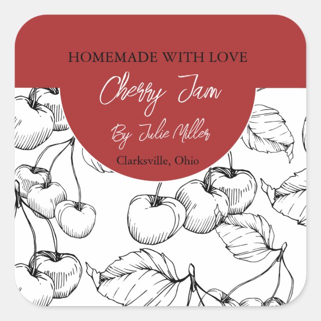 Etiqueta de emperramento de cereja preto-e-branco (Frente)