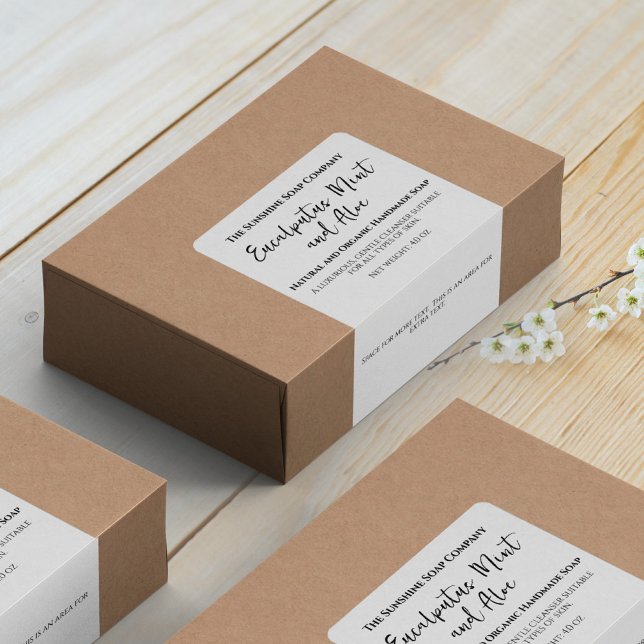 Etiqueta de encapsulamento de sabão branco minimal (Criador carregado)