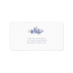 Etiqueta de Endereço Azul Azul de Toile Elegante