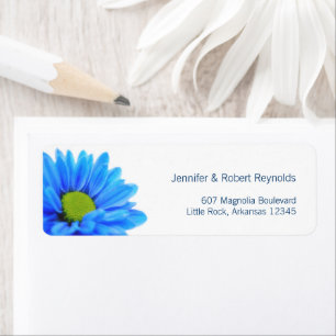 Etiqueta de endereço azul do casamento