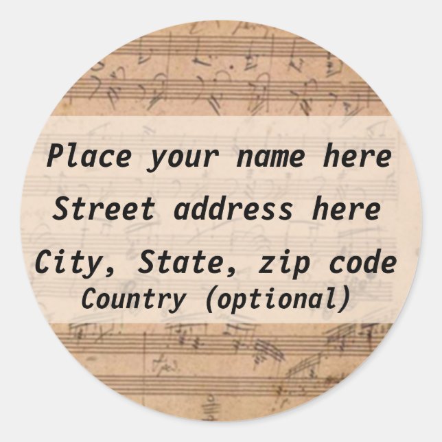 Etiqueta de endereço Beethoven (Frente)