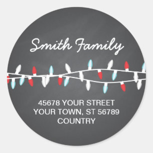 Etiqueta de endereço colorida das luzes de Natal