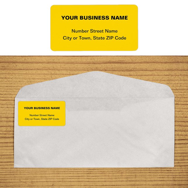 Etiqueta de Endereço Comercial Amarelo de Textos S (Plain text yellow business address label on envelope)