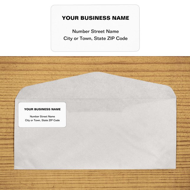 Etiqueta de Endereço Comercial Branco de Textos Si (Plain text white business address label on envelope)