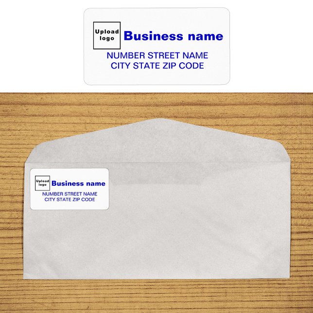 Etiqueta de Endereço Comercial de Textos Azuis (Business address label in blue text)