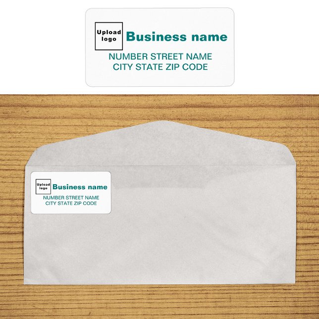 Etiqueta de Endereço Comercial de Textos Verdes Te (Business address label in teal green text)