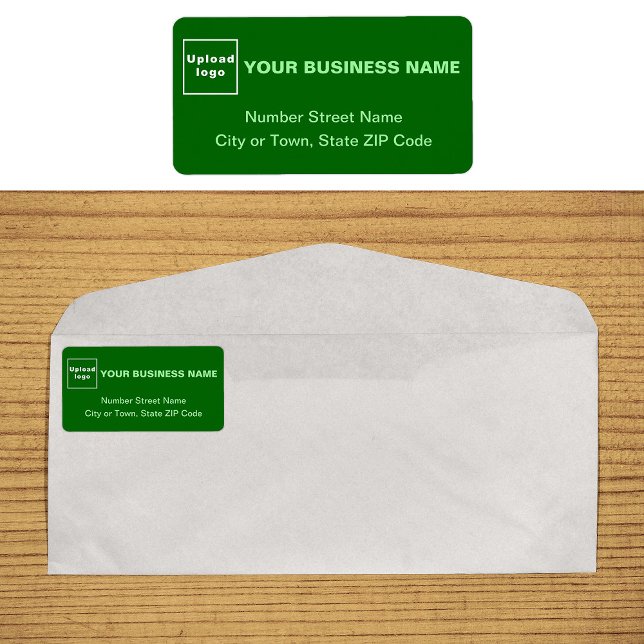 Etiqueta de Endereço Comercial Verde Monocromática (Monochrome green business address label on envelope)
