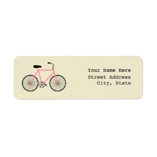 Etiqueta de endereço cor-de-rosa da bicicleta