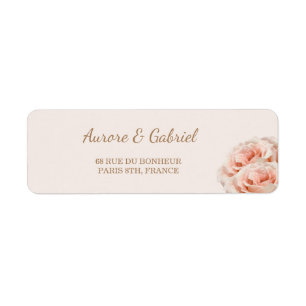 Etiqueta de endereço cor-de-rosa Dewy do casament