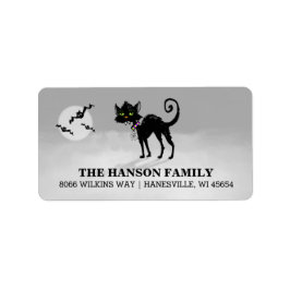 Etiqueta de Endereço da Cinza do Halloween - Gato 