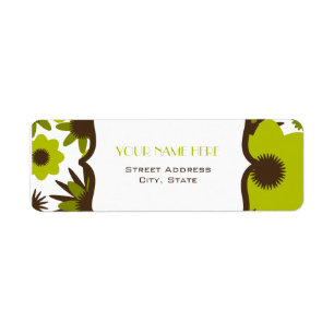 Etiqueta de endereço da flor - flores verdes