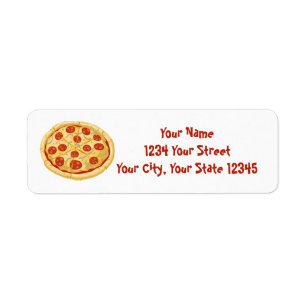Etiqueta de endereço da pizza