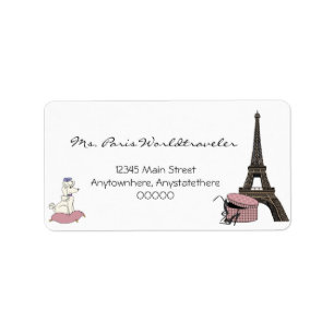 Etiqueta de endereço da torre Eiffel em Paris