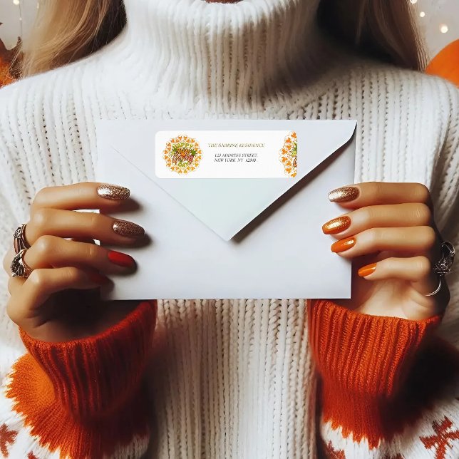 Etiqueta de Endereço de Ação de Graças de Mandala (Criador carregado)