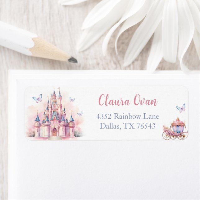 Etiqueta de Endereço de Aniversário do Castelo de  (Insitu)