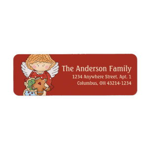 Etiqueta de Endereço de Anjo de Natal - d1