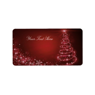 Etiqueta de Endereço de Árvore de Natal Brilho Ver