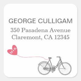 Etiqueta de endereço de bicicleta e coração - post