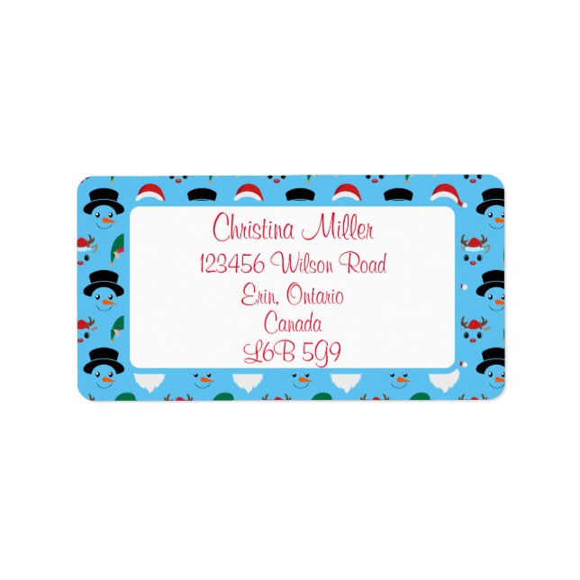 Etiqueta de Endereço de Caracteres de Natal (Frente)