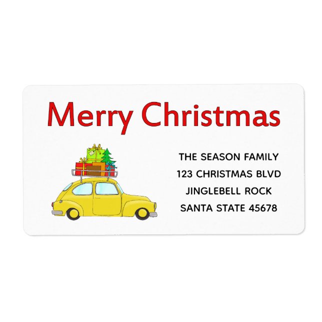 Etiqueta de endereço de carro de Natal Merry (Frente)