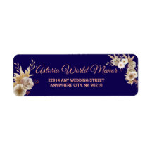Etiqueta de endereço de casamento azul marinho bur