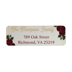 Etiqueta de Endereço de Casamento Burgundy Vermelh