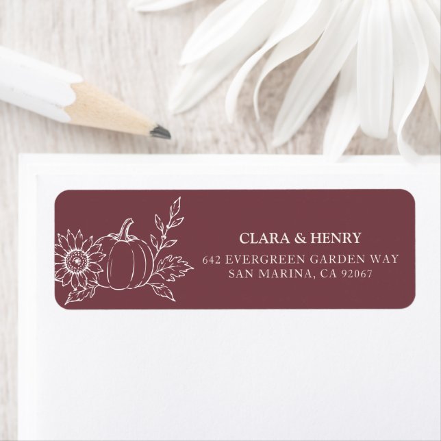 Etiqueta de Endereço de Casamento com Girassol e A (Insitu)