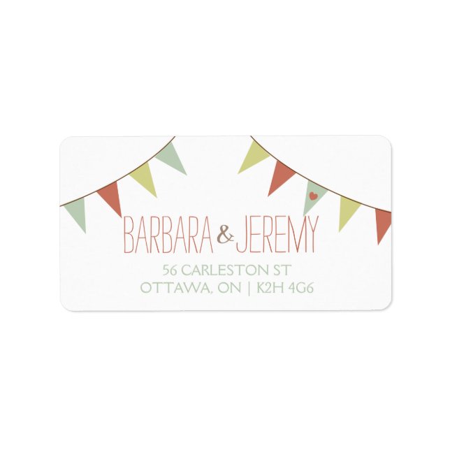 Etiqueta de Endereço de Casamento de Bunting do ch (Frente)